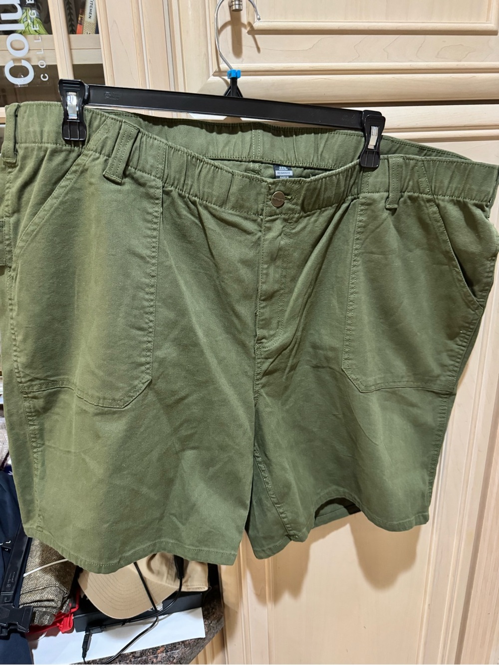Carhartt Olive Green Women's Flat Front Cotton Shorts